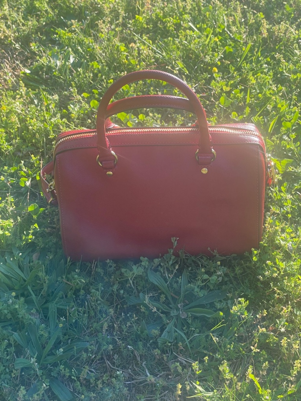 Coach Red Leather Rowan Satchel with Top Handles and Crossbody Strap - Picture 3 of 10